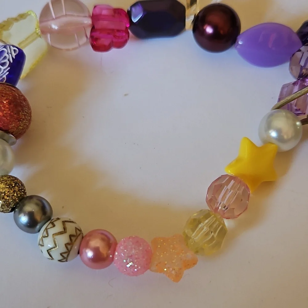 Handmade Bag Charm Accessory Colorful Beaded Bracelet stretchy kid's jewelry 4